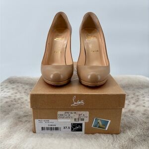 Christian Louboutin Calfskin Leather FILO 120 Beige Pumps 37.5 w/Original Box